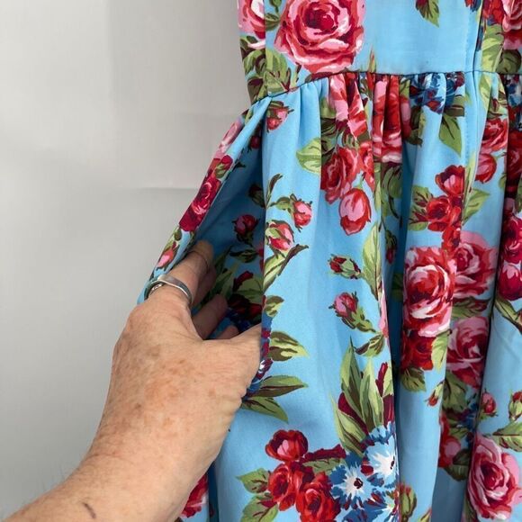 Vixen by Micheline Pitt Multicolor Fit & Flare Floral Ingenue Swing Dress Small - Picture 7 of 9